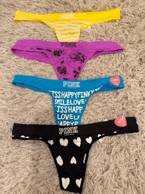 Lot of 4 NWT Victoria’s Secret PINK Collection Thongs Small VTG Y2K